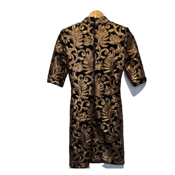 Alice + Olivia Inka Sequin Party Dress Black Velvet Gold Size 4 Party NYE - Picture 3 of 9